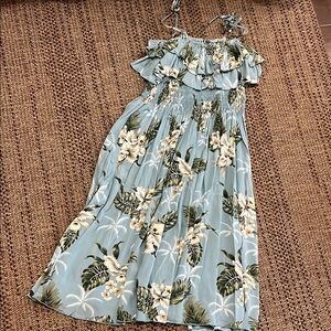 Tropical Blue Ruffled Hawaiian Dress